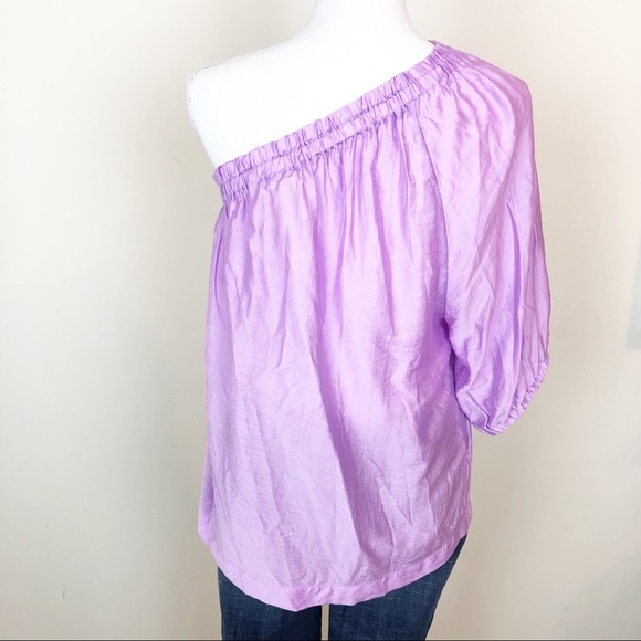 Anthropologie Maeve  purple one shoulder top - Picture 4 of 6